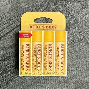 Beeswax Lip Balm Original with Peppermint & Vitamin E, 4 Ct
